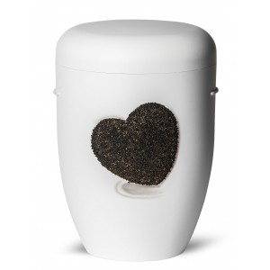 Biodegradable Cremation Ashes Funeral Urn / Casket – Heart Design – PURITY WHITE